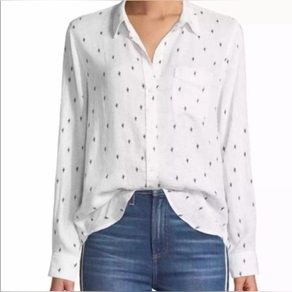 Rails Charli Cactus Print Linen Blend Lightweight Button Down Shirt